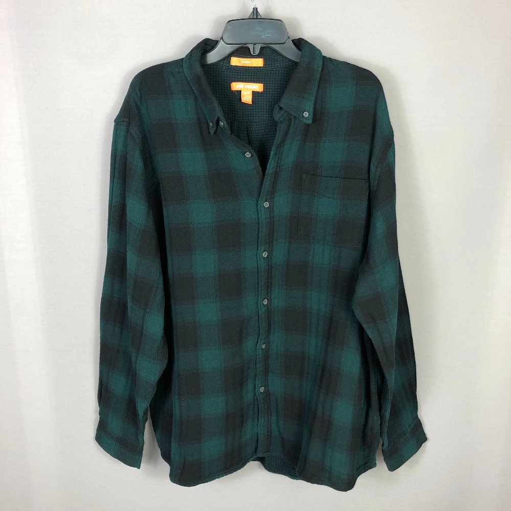 Joe Fresh Green Plaid Heavy Knit Button Up Shirt Size Xl